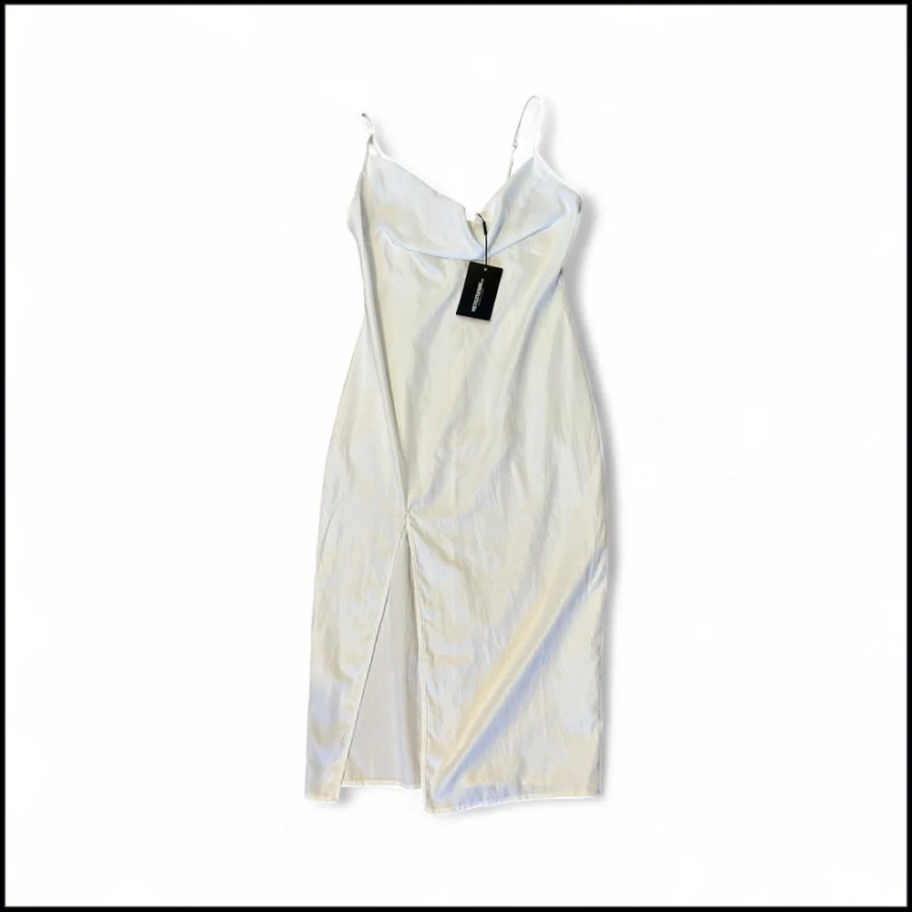 NWT Pretty Little Thing white cowl neck strappy midi dress - Picture 2 of 9